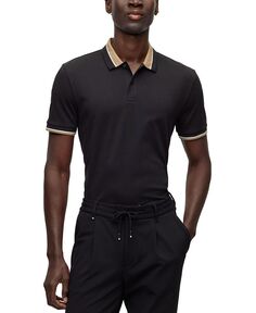 Мужская рубашка-поло с контрастным кантом Hugo Boss, черный