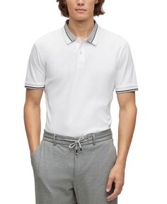 Мужская рубашка-поло с контрастным кантом Hugo Boss, белый