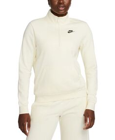 Женская спортивная одежда Club Флисовая толстовка с молнией 1/2 Nike, белый