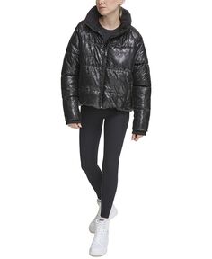 Женская куртка-пуховик свободного кроя с пайетками DKNY, черный