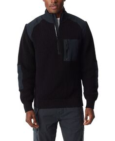 Мужской пуловер с нашивкой и застежкой-молнией на четверть с длинным рукавом BASS OUTDOOR, цвет Caviar/asphalt