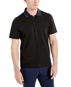 Мужская футболка-поло с короткими рукавами и контрастным воротником Kenneth Cole, черный