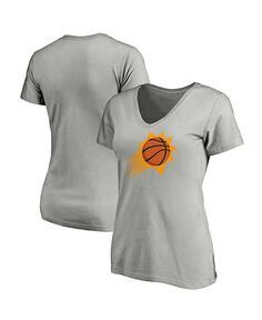 Женская серая футболка с v-образным вырезом и логотипом команды Phoenix Suns Primary Fanatics, серый