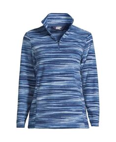 Женский флисовый пуловер с молнией в четверть размера для миниатюрных размеров Lands&apos; End, синий