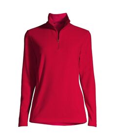 Женский флисовый пуловер с молнией в четверть размера для миниатюрных размеров Lands&apos; End, красный