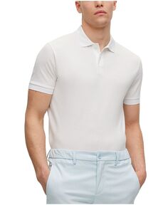 Мужская рубашка-поло с логотипом в тон Hugo Boss, белый