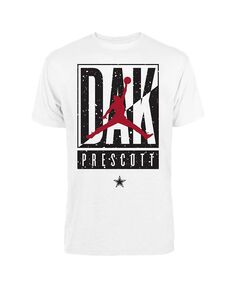 Мужская брендовая футболка Dak Prescott White Dallas Cowboys Cut Box с графическим рисунком Jordan, белый