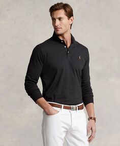 Мужская рубашка-поло классического кроя из мягкого хлопка Polo Ralph Lauren, цвет Black Marl Heather