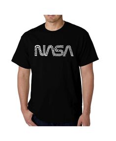 Мужская футболка с рисунком Word Art — Worm Nasa LA Pop Art, черный