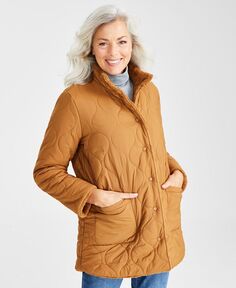 Миниатюрная двусторонняя стеганая ткань &amp; Куртка из шерпы Style &amp; Co, коричневый