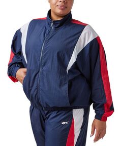 Куртка больших размеров с длинными рукавами и молнией спереди с цветными блоками Reebok, синий