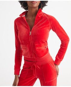 Женская спортивная куртка карго с воротником-стойкой и графикой на спине Juicy Couture, красный