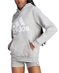 Женская толстовка с логотипом оверсайз из флиса adidas, серый
