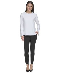 Женский пуловер с разрезом и рукавами-клешами DKNY, белый