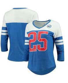 Женская футболка с v-образным вырезом и рукавами 3/4 с логотипом Ben Simmons Royal Philadelphia 76ers Starstruck, имя и номер Fanatics, синий