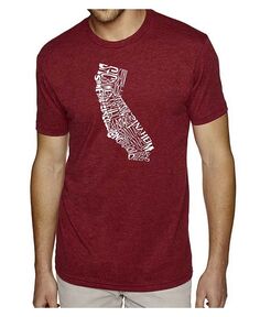Мужская футболка премиум-класса с рисунком Word Art — штат Калифорния LA Pop Art, красный