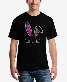 Мужская футболка с короткими рукавами и надписью Word Art Bunny Ears LA Pop Art, черный