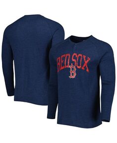 Мужская футболка Henley с длинным рукавом Heather Navy Boston Red Sox Inertia Raglan Concepts Sport, синий