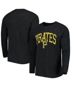 Мужская черная футболка с длинным рукавом Pittsburgh Pirates Inertia Raglan Henley Concepts Sport, черный