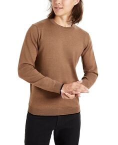 Мужской легкий пуловер приталенного кроя с круглым вырезом Kenneth Cole, цвет Brown Mix