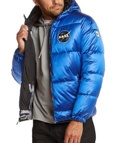 Мужская двусторонняя куртка-пуховик «два в одном», вдохновленная НАСА, с внутренней частью космонавта Space One, синий