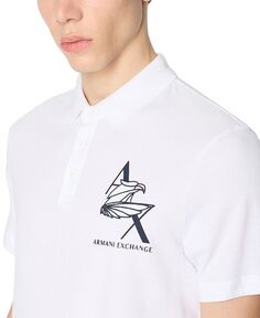 Мужская рубашка-поло стандартного кроя с вышитым логотипом Eagle Armani Exchange, белый