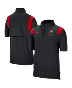 Мужская черная куртка Georgia Bulldogs Coach с коротким рукавом и молнией до четверти Nike, черный