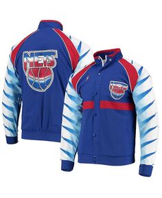 Мужская синяя куртка из Нью-Джерси Nets из твердой древесины, классическая подлинная утепленная куртка реглан с молнией во всю длину Mitchell &amp; Ness, синий