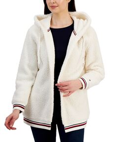 Женская флисовая куртка из шерпа с открытым передом и капюшоном Tommy Hilfiger, белый