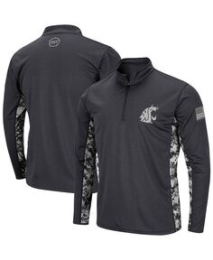 Мужская темно-серая куртка Washington State Cougars OHT в военном стиле с молнией до четверти и камуфляжем Colosseum, черный