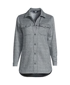 Женский свитер больших размеров, флисовая куртка-рубашка Lands&apos; End, серый