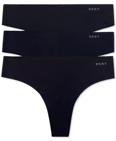 Женские 3 шт. Нижнее белье-стринги Litewear Cut Anywear DK5026BP3 DKNY, черный