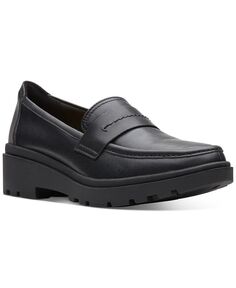 Женские лоферы без шнуровки Calla Ease на плоской подошве Clarks, цвет Black Leather