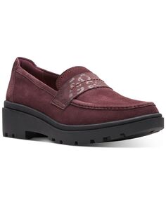 Женские лоферы без шнуровки Calla Ease на плоской подошве Clarks, красный