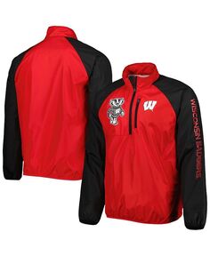 Мужская красно-черная куртка Wisconsin Badgers Point Guard с молнией до половины длины реглан G-III Sports by Carl Banks, красный