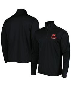 Мужская черная текстурированная куртка с молнией четверти Wisconsin Badgers Champion, черный