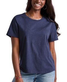 Женская свободная футболка Originals из хлопка с короткими рукавами Hanes, синий