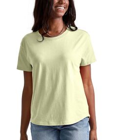 Женская свободная футболка Originals из хлопка с короткими рукавами Hanes, желтый