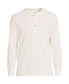 Мужская футболка с длинными рукавами Comfort-First Thermal Waffle Henley Lands&apos; End, слоновая кость/кремовый
