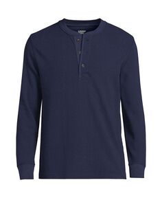 Мужская футболка с длинными рукавами Comfort-First Thermal Waffle Henley Lands&apos; End, синий