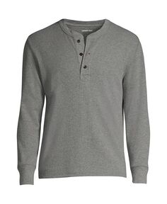 Мужская футболка с длинными рукавами Comfort-First Thermal Waffle Henley Lands&apos; End, серый