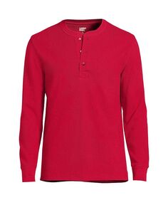 Мужская футболка с длинными рукавами Comfort-First Thermal Waffle Henley Lands&apos; End, красный
