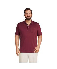 Мужской большой &amp; Супермягкая рубашка-поло Supima с короткими рукавами и высоким ростом с карманом Lands&apos; End, красный