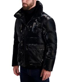 Мужская куртка-пуховик с блестящим растровым принтом KARL LAGERFELD PARIS, черный
