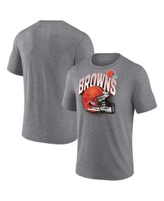 Мужская серая футболка с логотипом Cleveland Browns End Round Tri-Blend Fanatics, серый