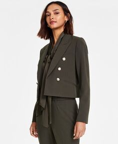 Женская укороченная куртка би-стрейч с лацканами Bar III, зеленый