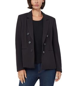 Женская компрессионная двубортная куртка из искусственной кожи Jones New York, черный
