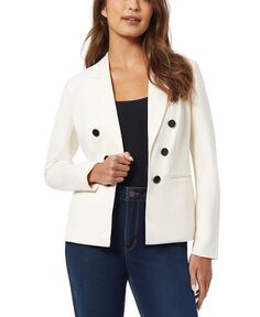 Женская компрессионная двубортная куртка из искусственной кожи Jones New York, белый