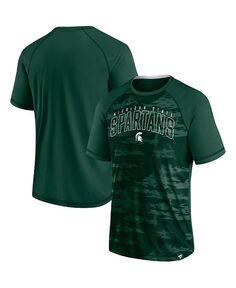Мужская зеленая футболка с логотипом Michigan State Spartans Arch Outline реглан Fanatics, зеленый