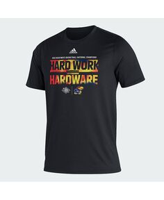Мужская черная мужская футболка adidas Kansas Jayhawks 2022 NCAA с участием национальных чемпионов по баскетболу March Madness Fanatics, черный